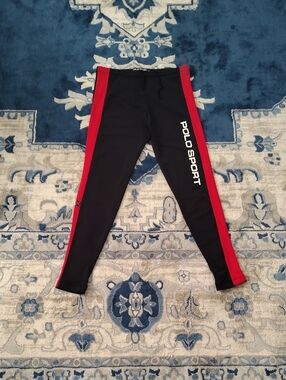 Polo by Ralph Lauren Black Leggings with Red Side Panels
